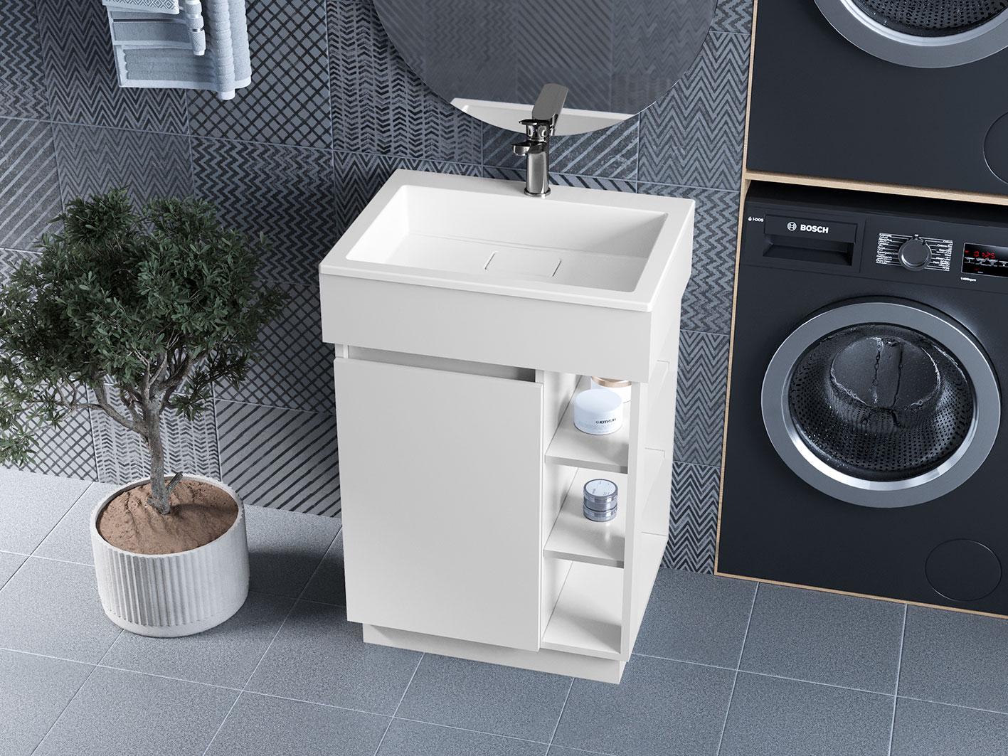 Тумба напольная для ванной комнаты Luxor Idea 60 с умывальником Imperio Low 60 см Белый (36622430)