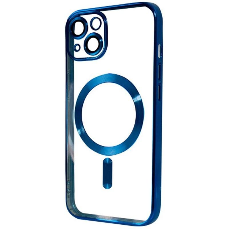 TPU хромовый чехол Fibra Chrome with MagSafe + защита камеры для Apple iPhone 13 (6.1") Blue