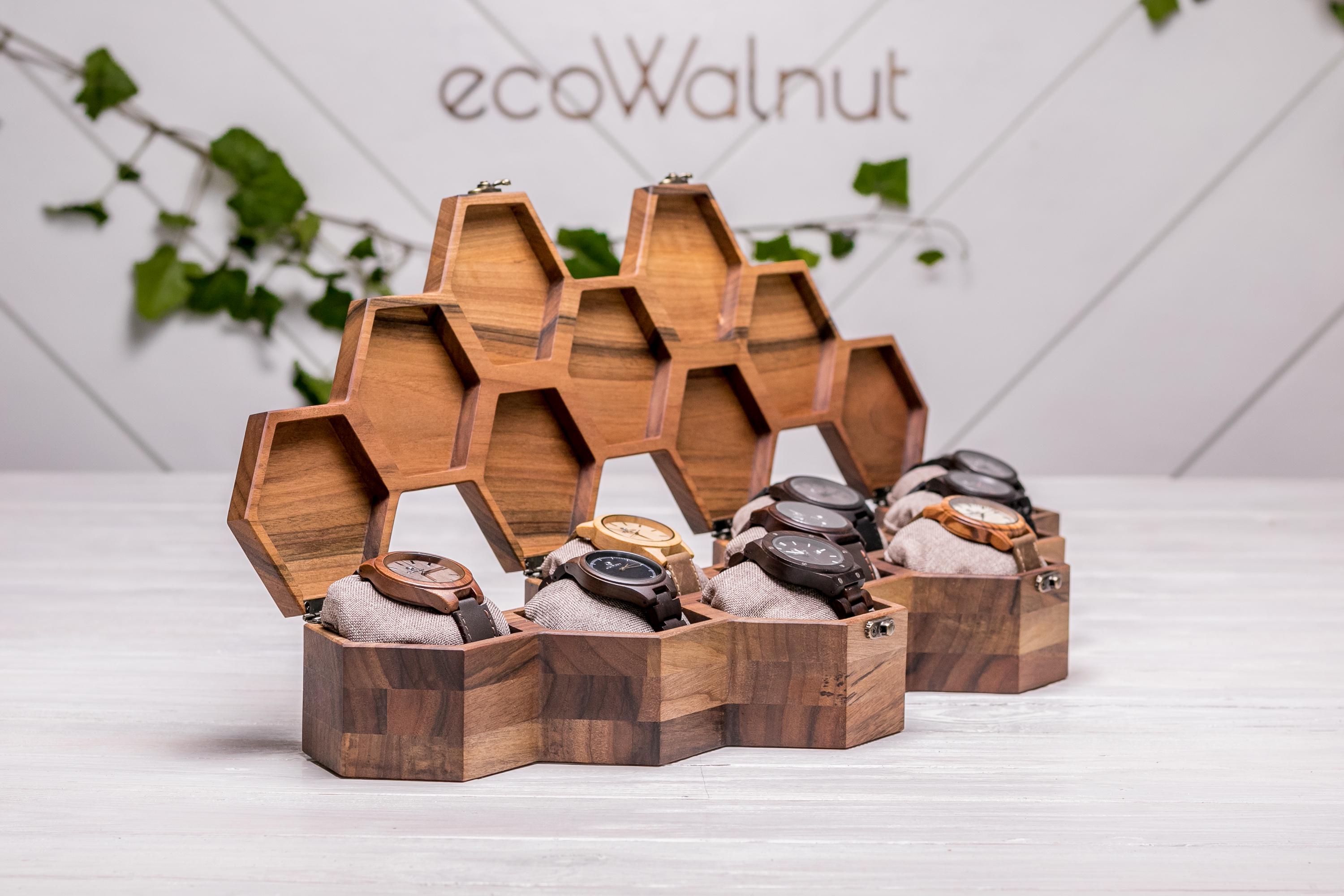 Шкатулка-органайзер EcoWalnut для часов с индивидуальным гравированием (EB-16.9.2) - фото 9