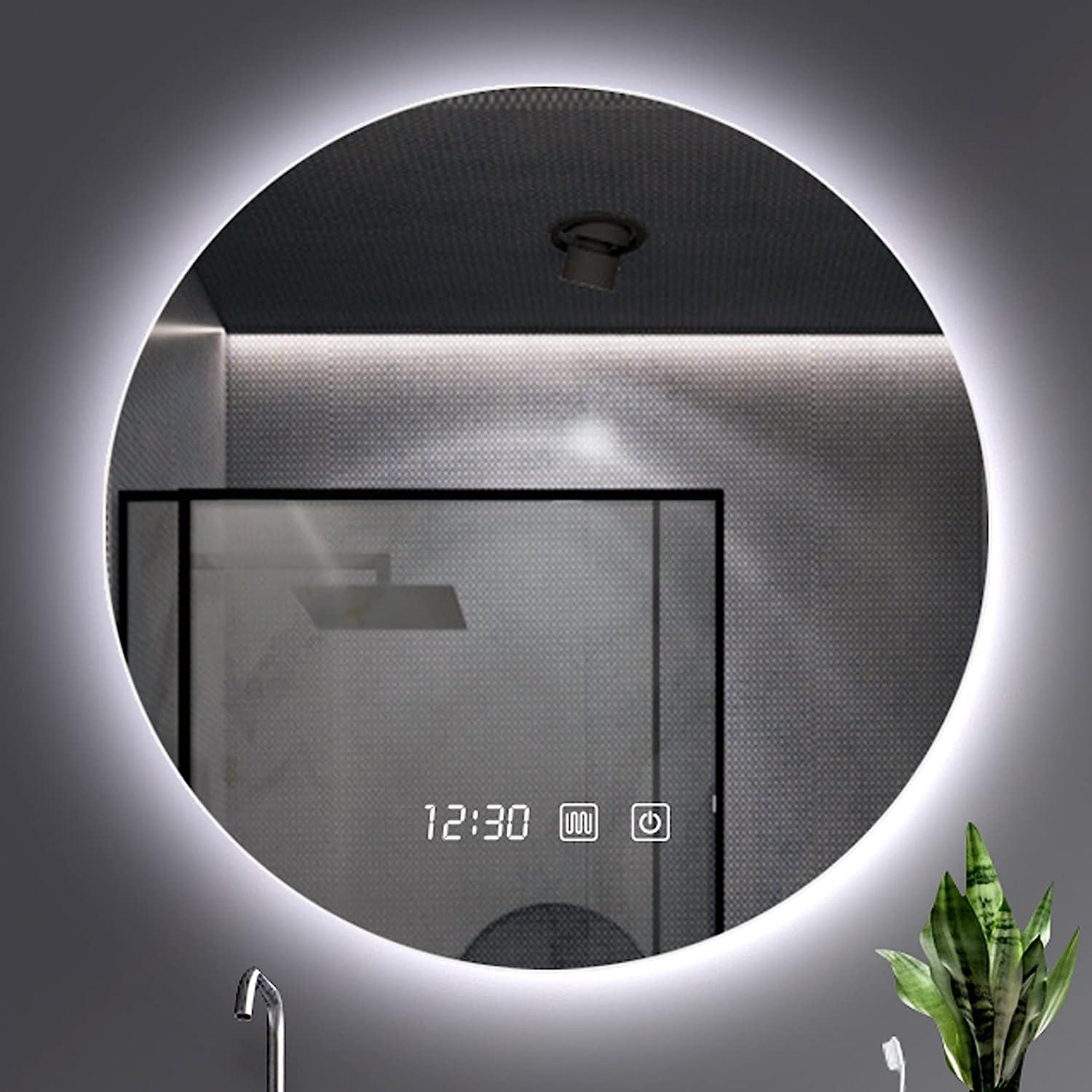 Зеркало Dim Dzerkal MANIO с LED-подсветкой/сенсорным управлением/подогревом/часами 60х60 см (13552)