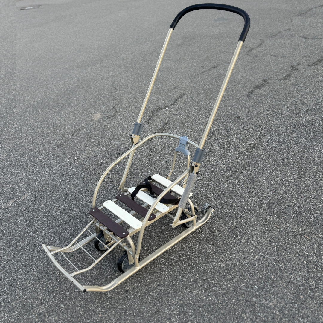 Санки-трансформер детские с колесами Мрія LUX 2026 Бежевый/Белый/Коричнивый