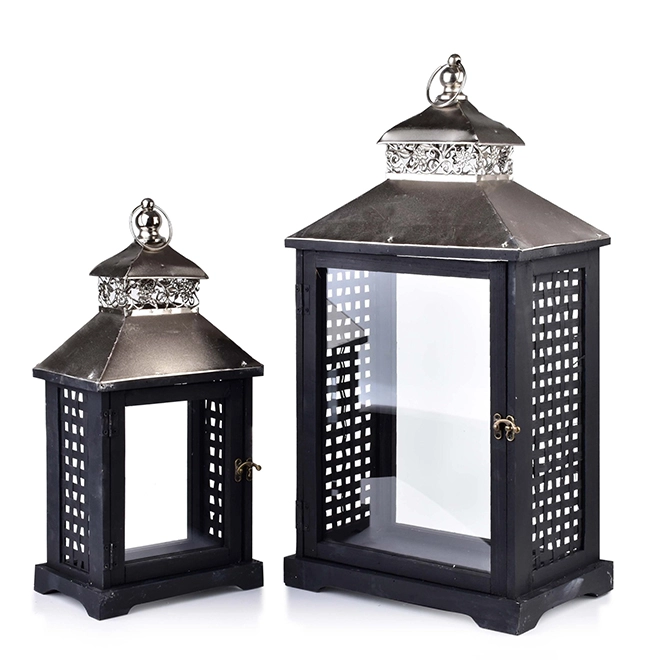 Комплект деревянных фонарей Levi Silver HTO2246 2 шт. (35273) - фото 1