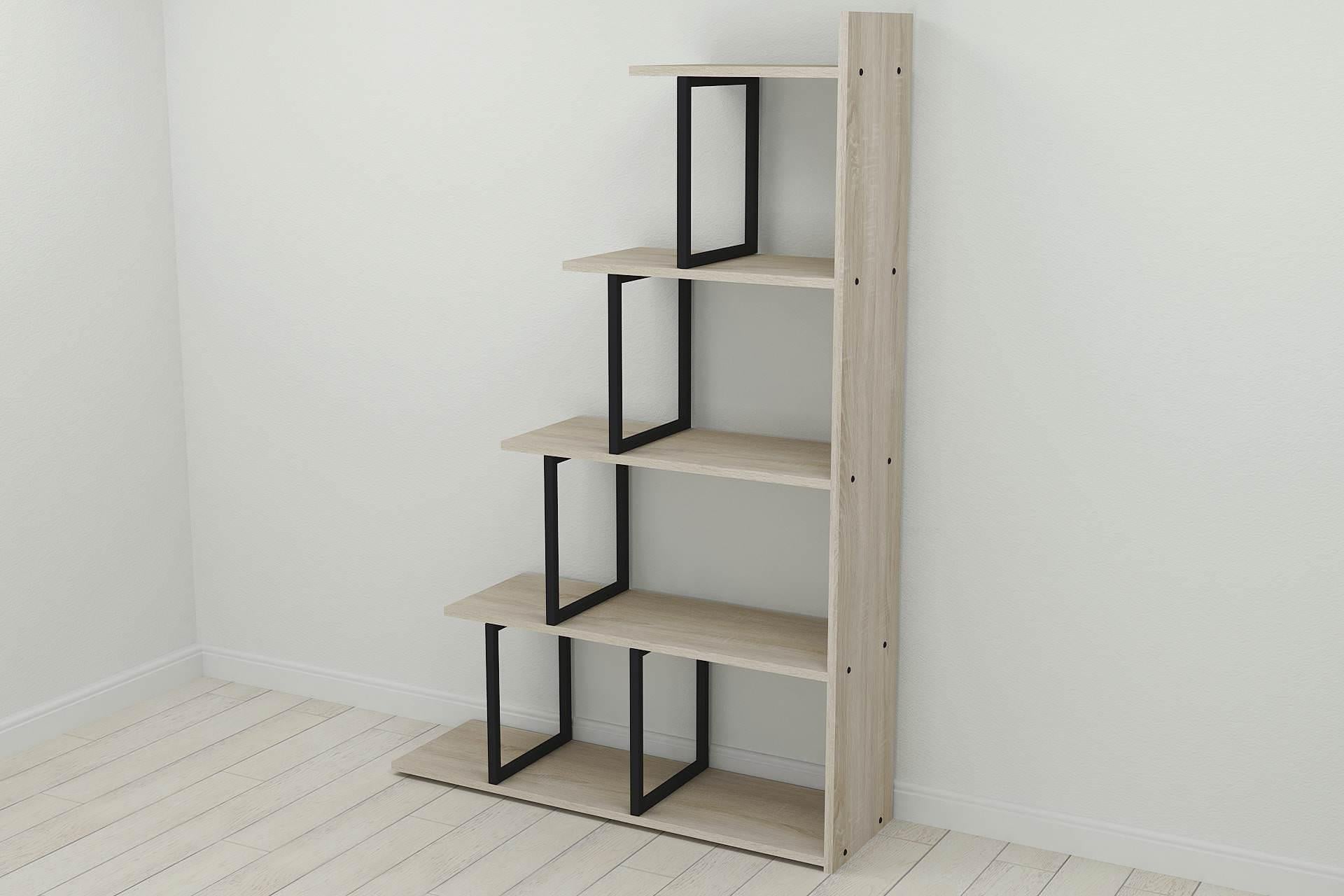 Этажерка Ferrum-decor Стелла металл/ДСП 1600x1020x300 мм Черный/Дуб Сонома (FRD-103465)