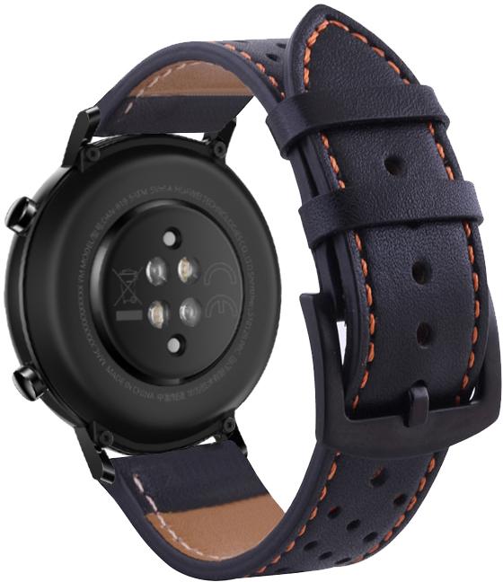 Ремешок кожаный Classico для Huawei Watch GT 2 42 мм Black/Orange (16938)