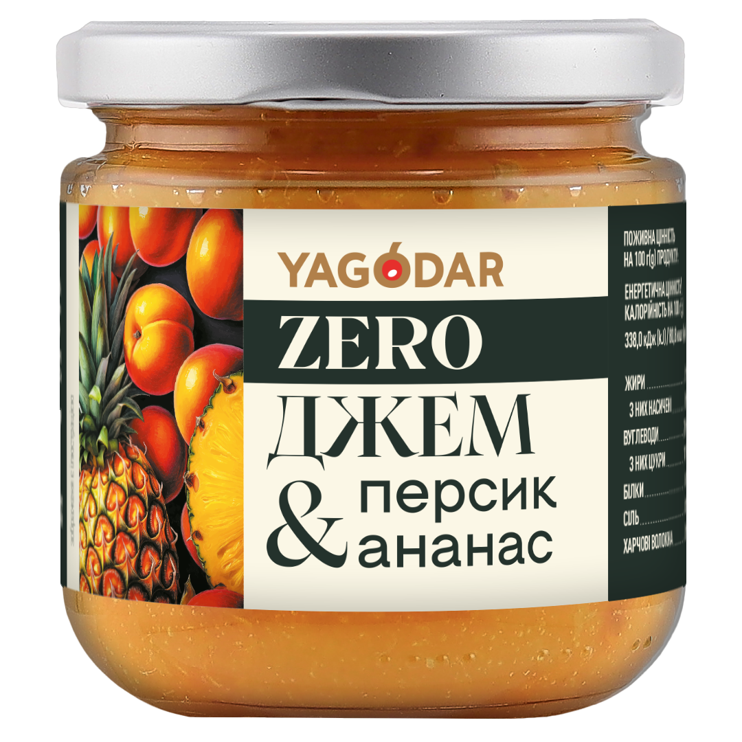 Джем YAGODAR Персик-Ананас без сахара 210 г (2595605176)