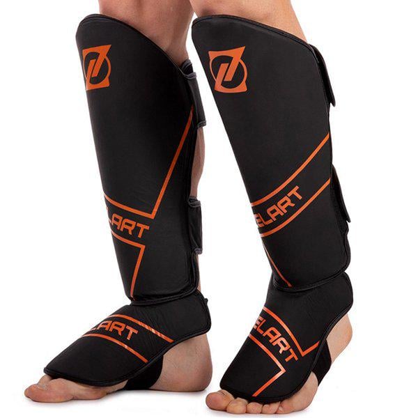 Защита для голени и стопы Zelart VL-3152 Муай Тай/ММА/кикбоксинг S Черный/Оранжевый (37363129)