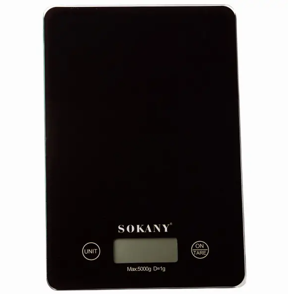 Весы электронные кухонные Sokany SK-19027 с плоской платформой до 5 кг Черный (SK-19027B)
