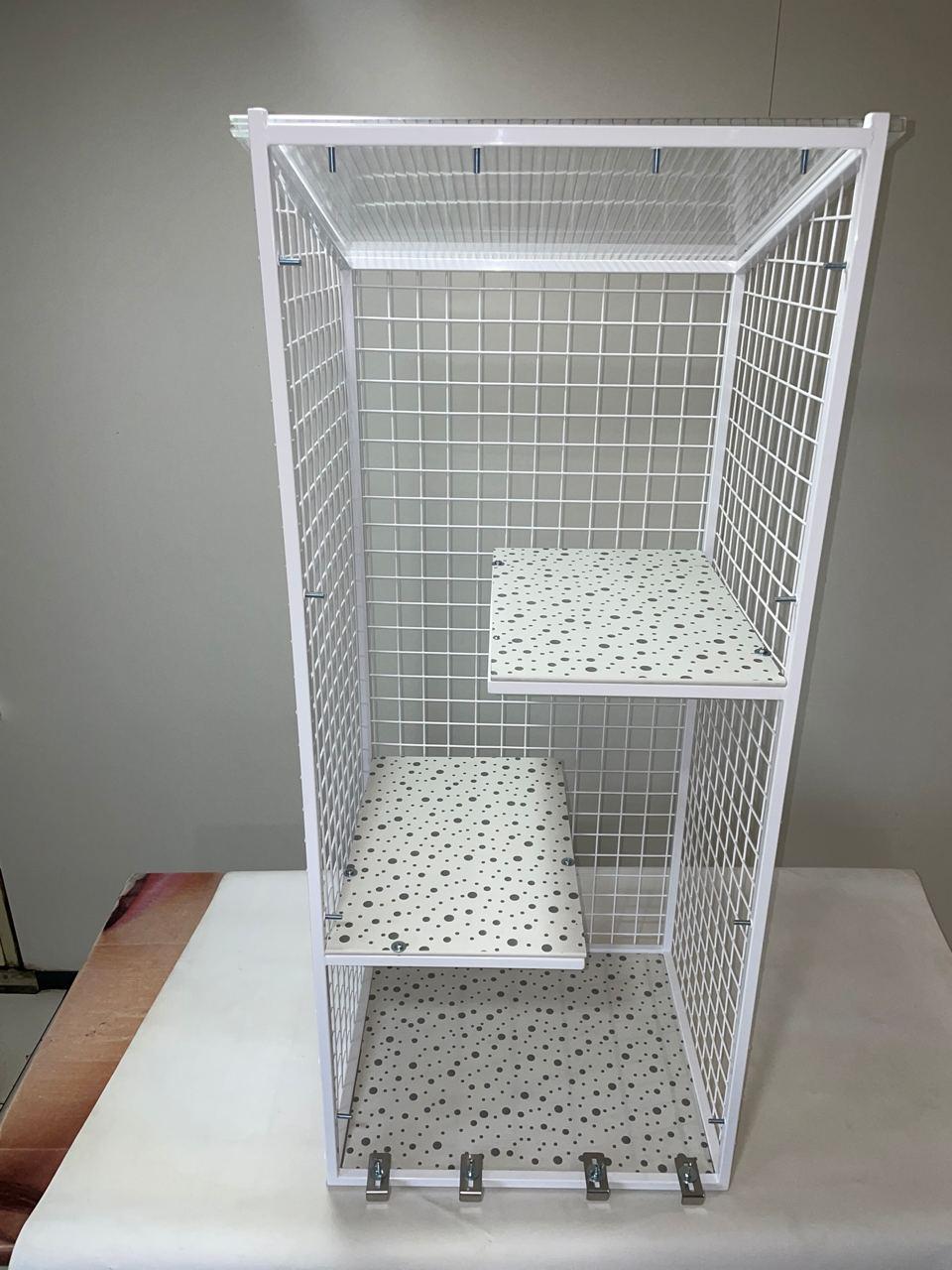 Балкон для котів з двома поверхами прямокутний підвісний 690х420х1250 см Білий (015) - фото 6