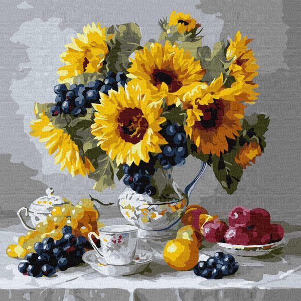 Картина за номерами Ideyka Соняшники з виноградом 40x40 см (Id-KHO3329)
