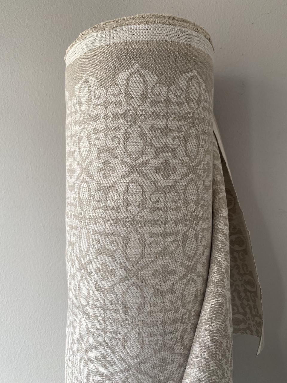 Ткань Linen Plus натуральная жаккардовая с орнаментом 100% лен 157 см 669/330