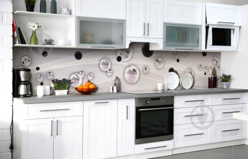 Скинали на кухню Zatarga «Чёрно-белые капли» 600х2500 мм виниловая 3Д наклейка кухонный фартук самоклеящаяся