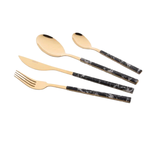 Набор столовых приборов Ardesto Gemini Marmo из нержавеющей стали 16 предметов Золотисто-Черный (AR1916MBS)