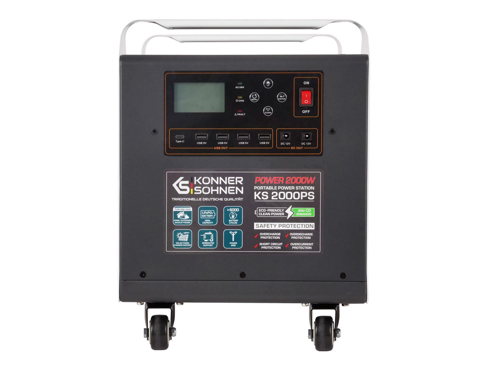 Електростанція зарядна Konner&Sohnen KS 2000PS LifePo4 6000+ циклів 1792 Вт/год 70 мАг 2000-4000 Вт/год (000147251) - фото 3 Електростанція зарядна Konner&Sohnen KS 2000PS LifePo4 6000+ циклів 1792 Вт/год 70 мАг 2000-4000 Вт/год (000147251) - фото 3