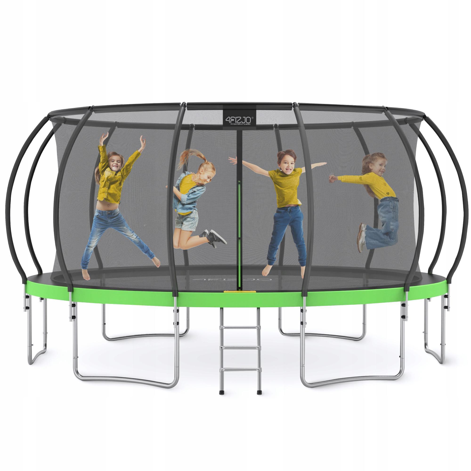 Батут с внутренней сеткой 4FIZJO PRO 16FT 496 см Black/Green (P-5907739319241)