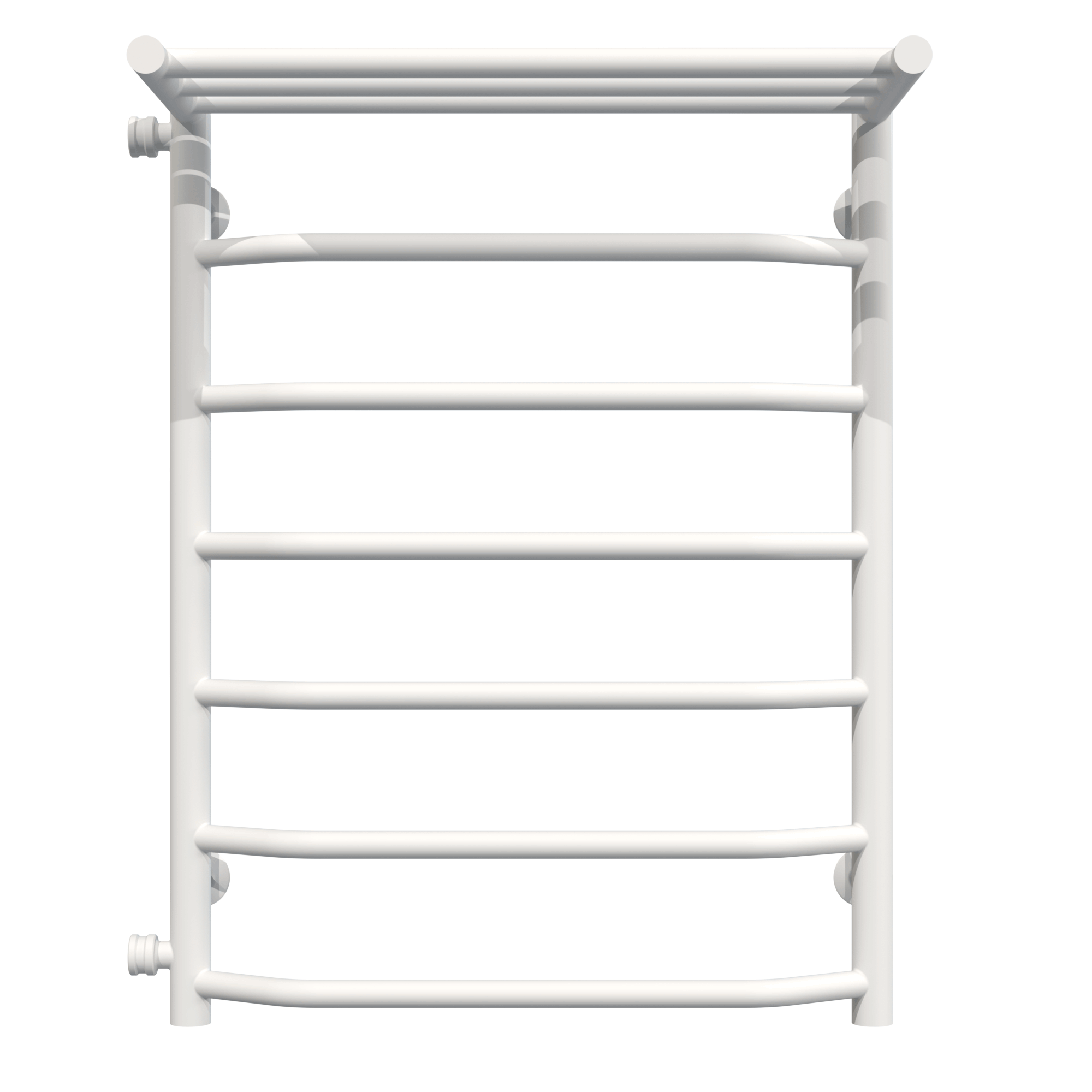 Рушникосушарка водяна з полицею Deffi Трапеція П7 бокове ліве підключення нержавіюча сталь 500х700 мм Білий (C.TP.70.50.7.W.B)