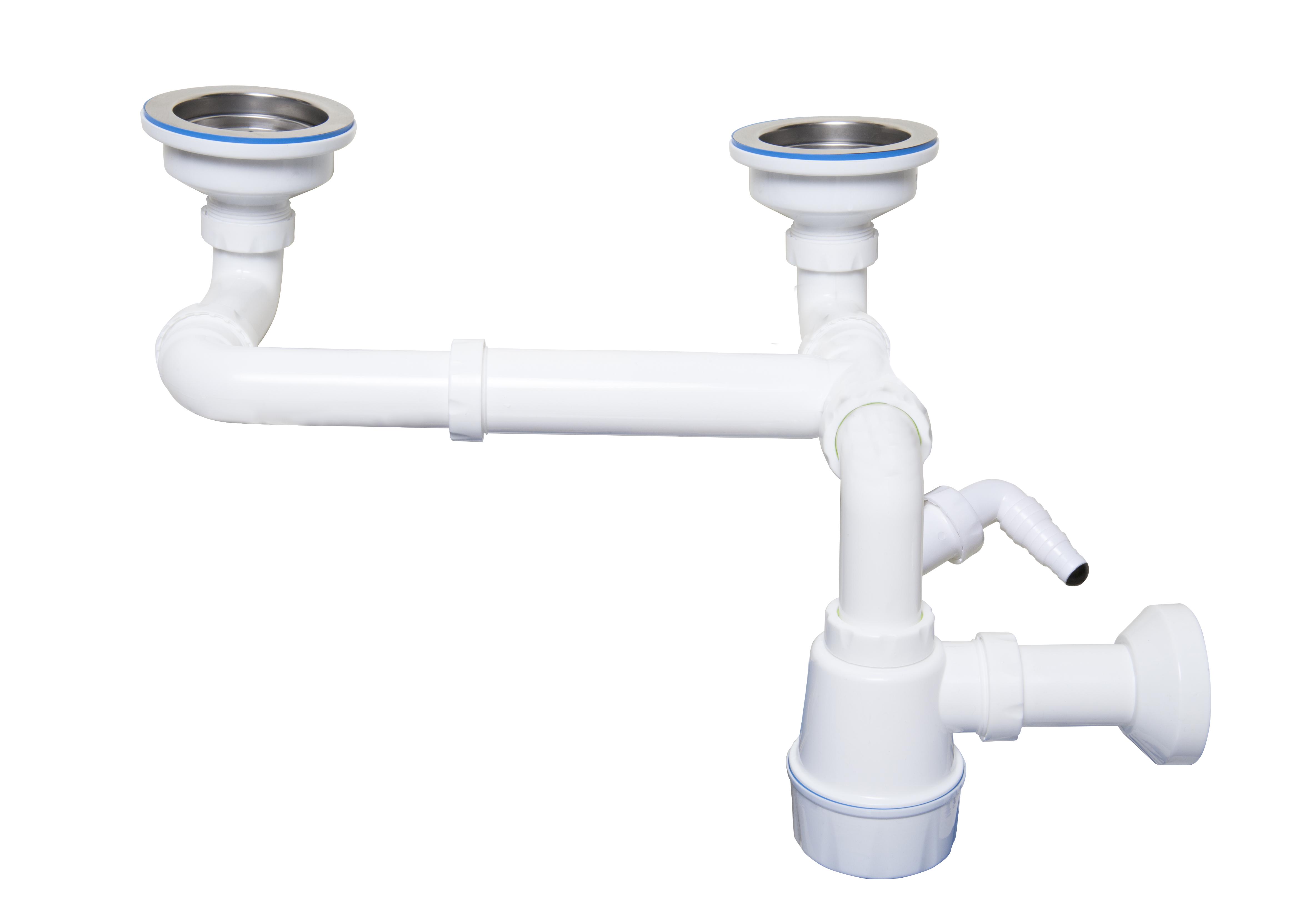 Сифон для мийки подвійний з випусками 3 1/2" труба d 40 мм (1190N)