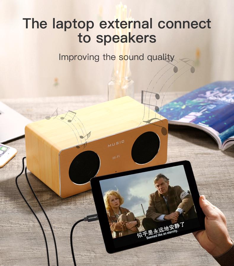 Кабель Vention Type-C-2RCA стерео тюльпани-USB-C Hi-Fi звук AUX DAC ЦАП 1,5 м Чорний (BGDBG) - фото 5