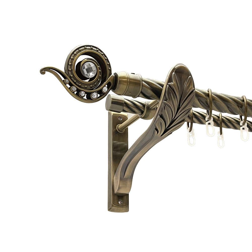 Карниз Orvit Око Дракона металевий дворядний ретро скручена труба кільце металеве 25/19 мм 200 см Антик (00-00016451)