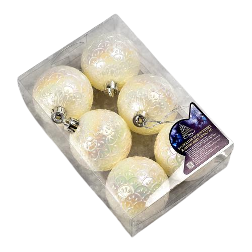 Шарики новогодние елочные Stenson 9651 пластиковые 6 см 6 шт. (13103156)