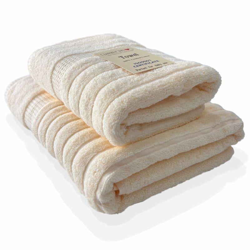 Набір рушників для ванної кімнати Lovely Svi Oxford Stripe жаккард 2 шт. 70х140/50х90 см Cream (371124) - фото 1 Набір рушників для ванної кімнати Lovely Svi Oxford Stripe жаккард 2 шт. 70х140/50х90 см Cream (371124) - фото 1