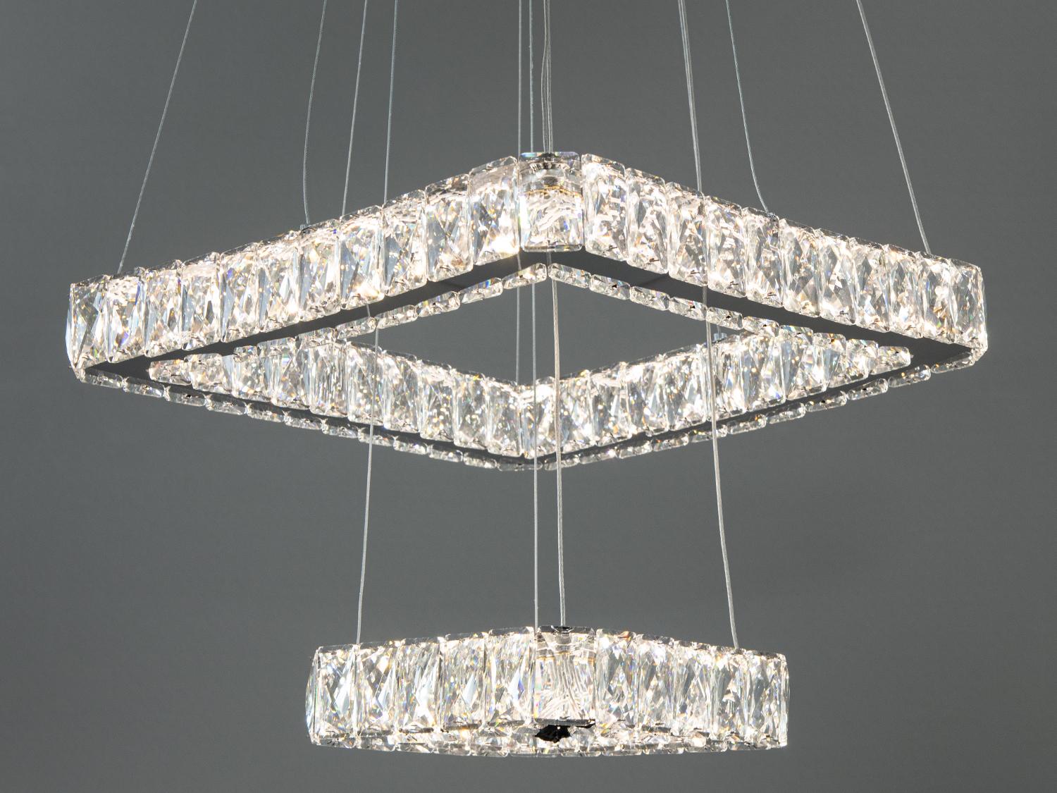 Люстра светодиодная Diasha хрустальная 38W Хром (7223-2A/400+210HR)