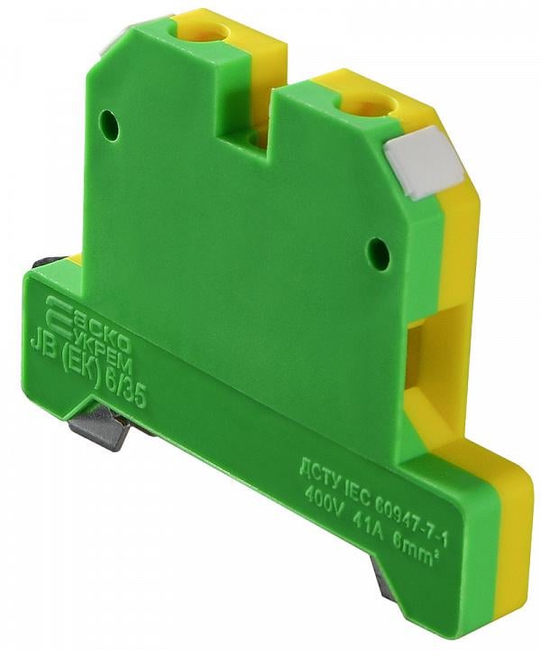 Клемма винтовая наборная АСКО-Укрем JB(ЕК) 6/35 41А 6 мм2 х 57х9х40 мм заземление Желто-зеленый (A0130020003)