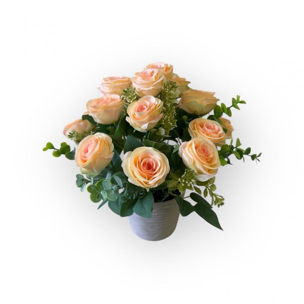 Букет розы в кашпо ПЛАСТМАКС Персиковый (R0206) - фото 1 Букет розы в кашпо ПЛАСТМАКС Персиковый (R0206) - фото 1