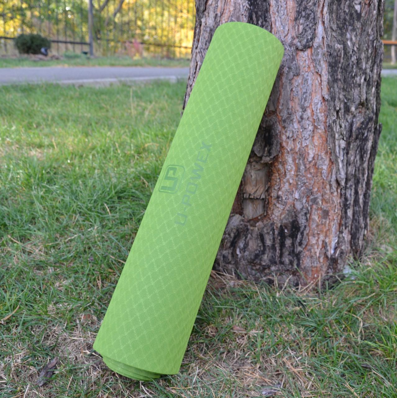 Килимок для йоги та фітнесу U-POWEX TPE Yoga mat 183х61х0,6 мм Green/Black (A-012830) - фото 4 Килимок для йоги та фітнесу U-POWEX TPE Yoga mat 183х61х0,6 мм Green/Black (A-012830) - фото 4