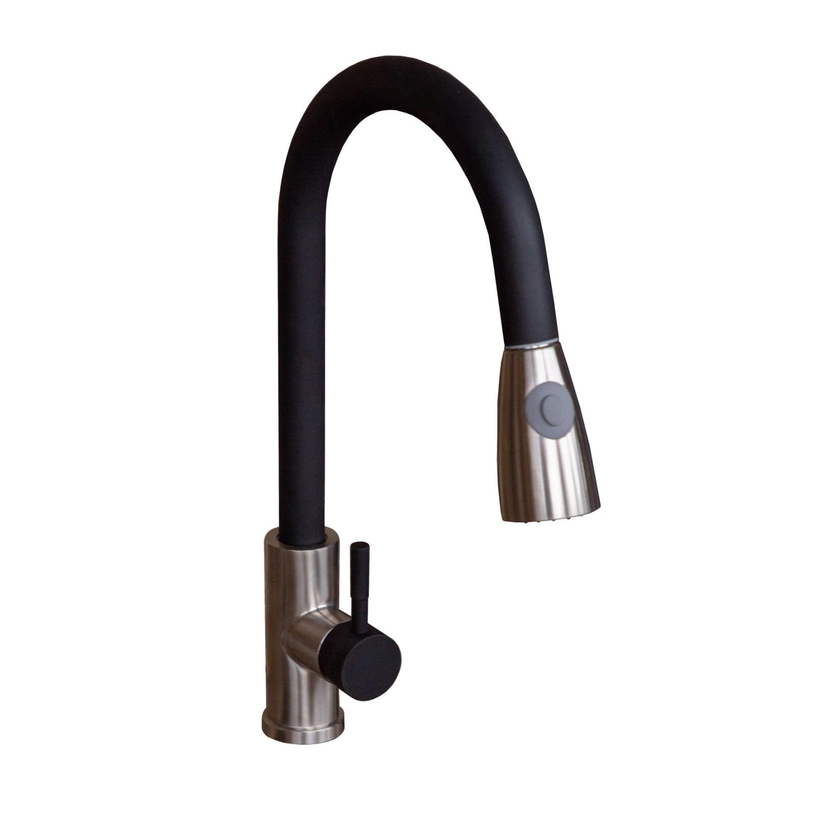 Смеситель 8614 Гермес с выдвижным изливом Черный