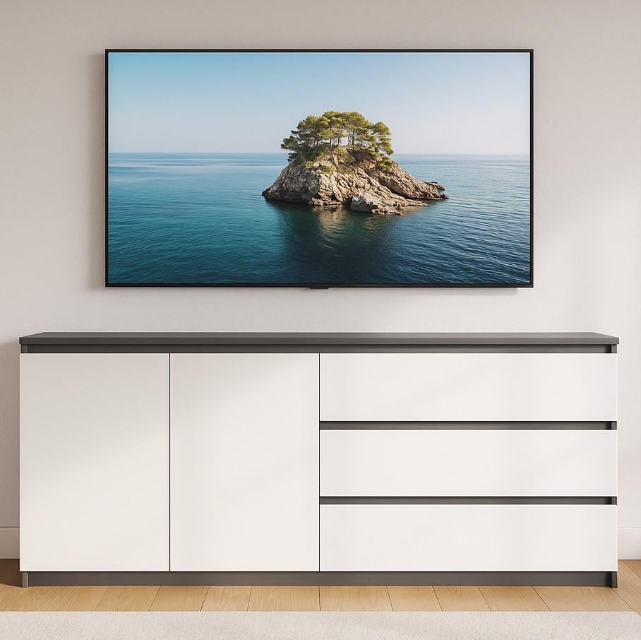 Комод Мастер Форм Брайт правосторонний 1580х376х730 мм Антрацит/Белый (20206)