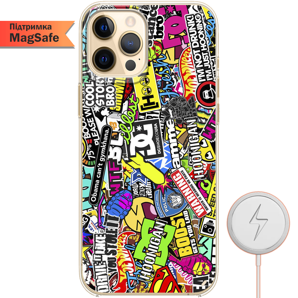 Чохол Boxface iPhone 12 Pro Max Multicolored Inscriptions Прозорий силікон з підтримкою MageSafe (41085-up880-41499)