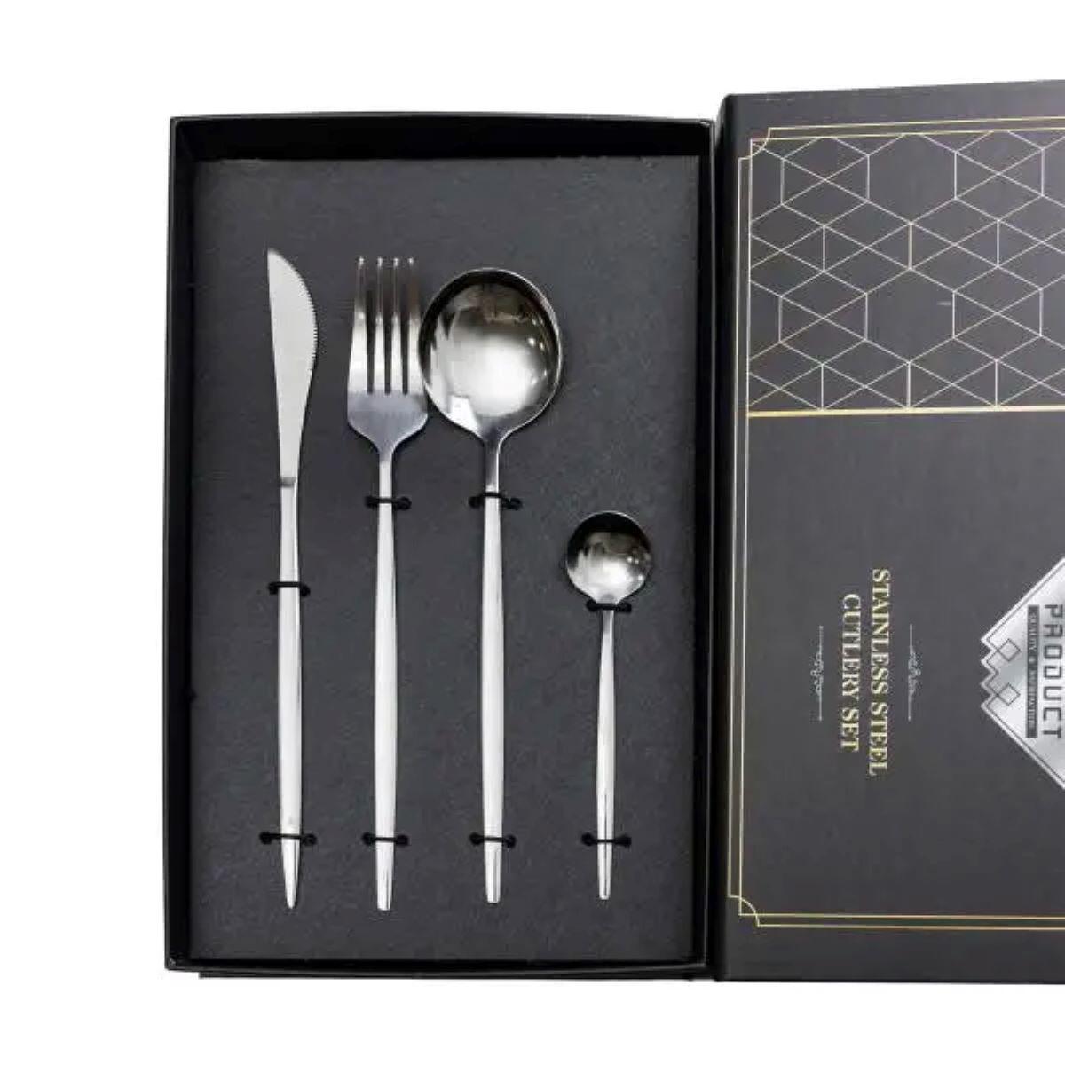 Набір столових приборів 24 пр. набір ложок виделок і ножів Сріблястий - фото 5 Набір столових приборів 24 пр. набір ложок виделок і ножів Сріблястий - фото 5