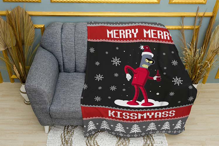 Плед плюшевый Christmas Bender Futurama двухслойный 135х150 см Black (114534-10) Плед плюшевый Christmas Bender Futurama двухслойный 135х150 см Black (114534-10)