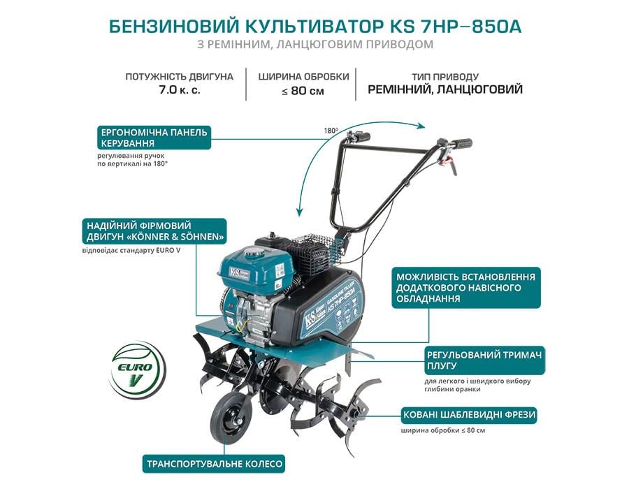 Культиватор бензиновый ProfKS 7HP-850ARDS для дома дачи и фермеров 7 л/с (00031701) - фото 4