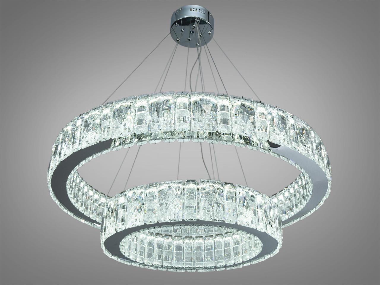 Люстра хрустальная для гостиной LED 585/800+500HR 135 Вт с пультом Хром (3034921524)