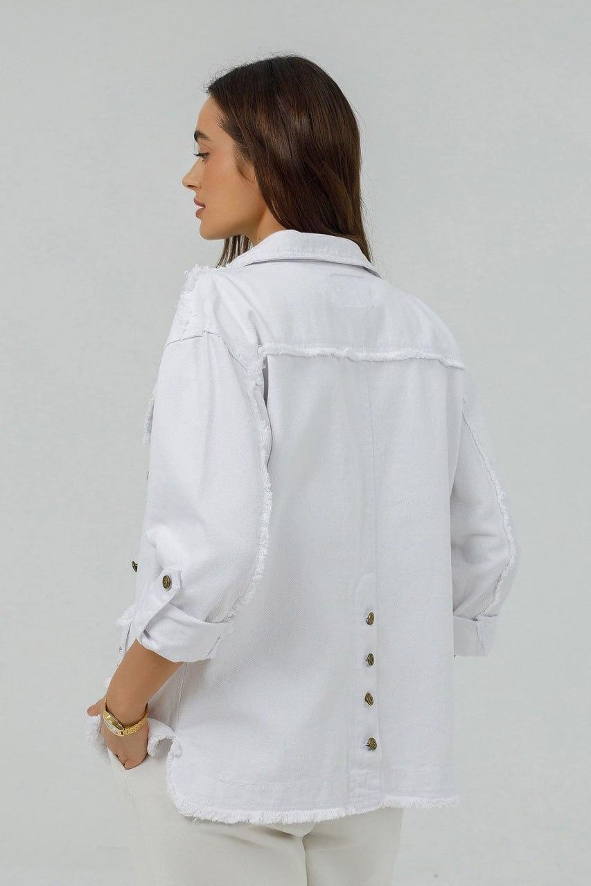 Куртка джинсовая женская 5XL Белый (639a/5XL) - фото 4 Куртка джинсовая женская 5XL Белый (639a/5XL) - фото 4