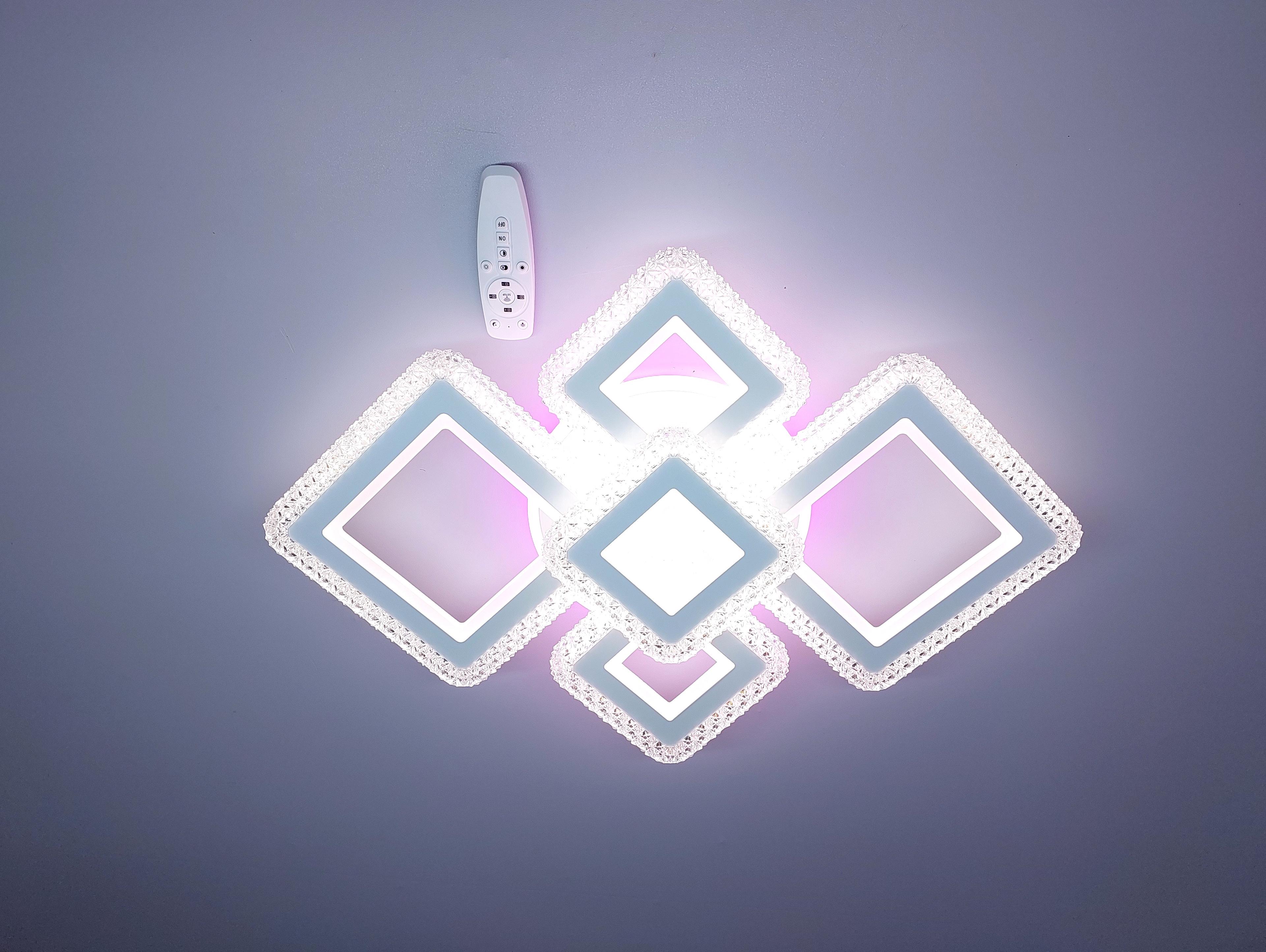 Люстра світлодіодна 82/2+3 WH+RGB з підсвіткою 190/28W Білий (18188315)