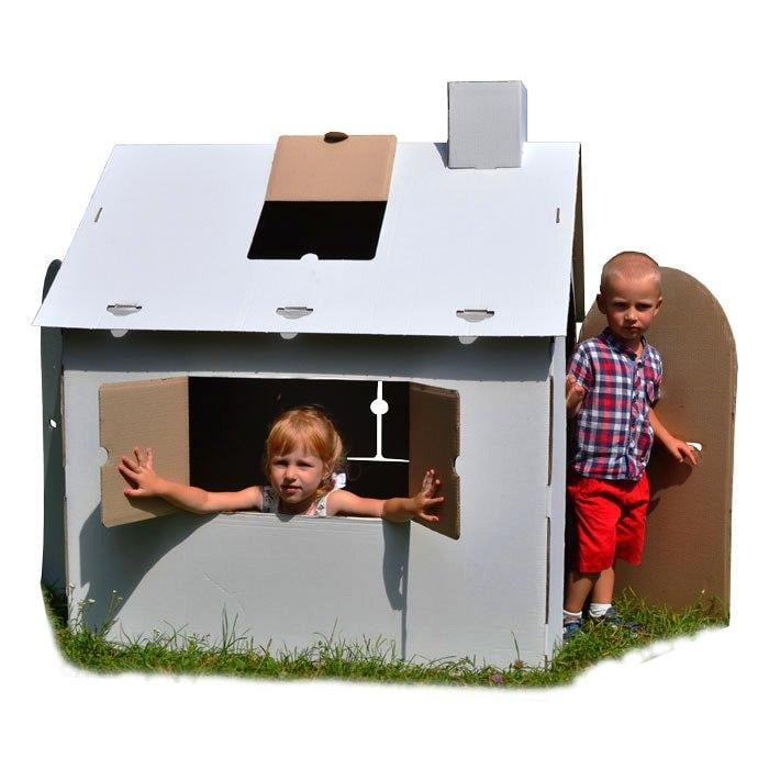 Картонный домик раскраска CardboardBaby из многослойного картона 110х80х120 см