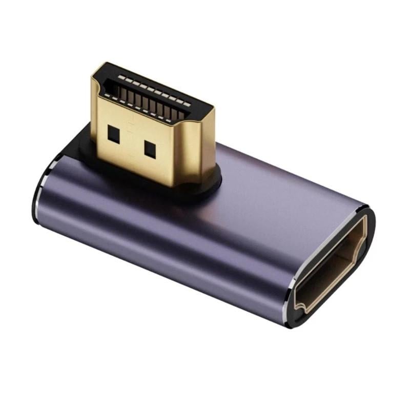 Переходник угловой SUNROZ HDMI-HDMI M/F LED Metal v2.1 48Gbps 8К/4К A8K-10 (A-48699)