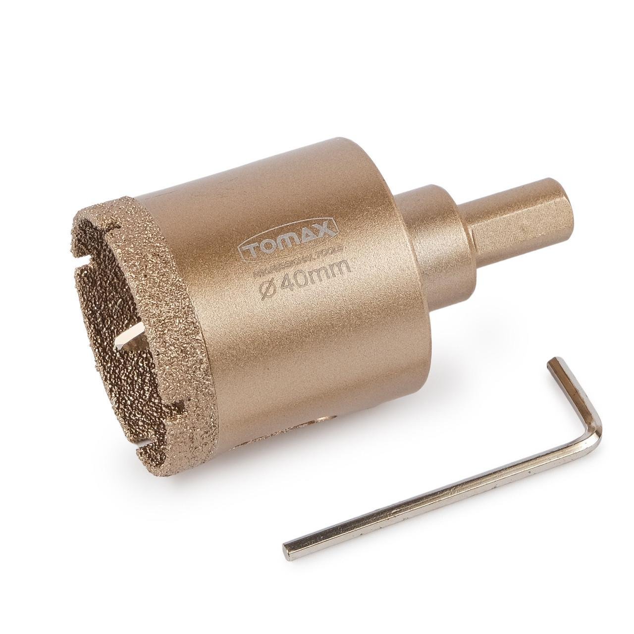 Коронка для керамогранита/плитки TOMAX 40 мм алмазная с центрирующим сверлом (1744930073)