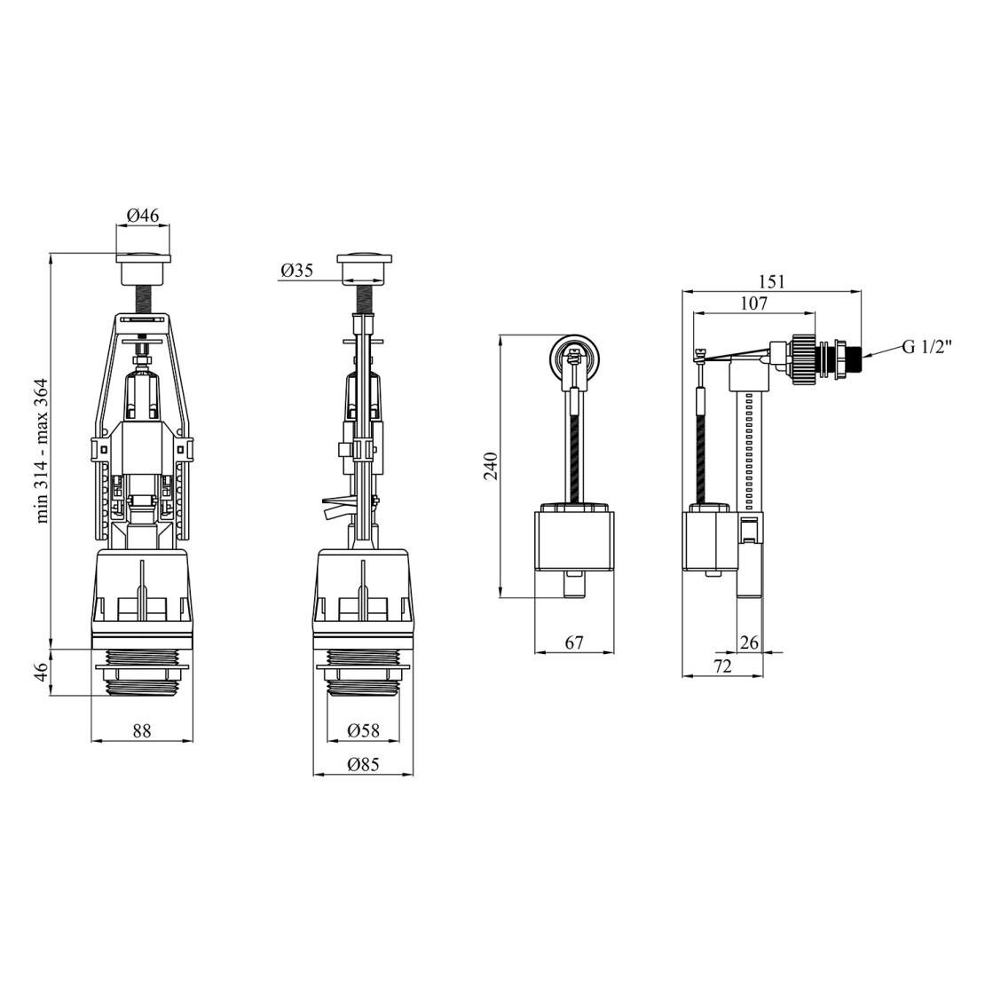 Комплект для бачка унитаза Agua KIT42 с боковым подводом 1/2" (CV033439) - фото 2