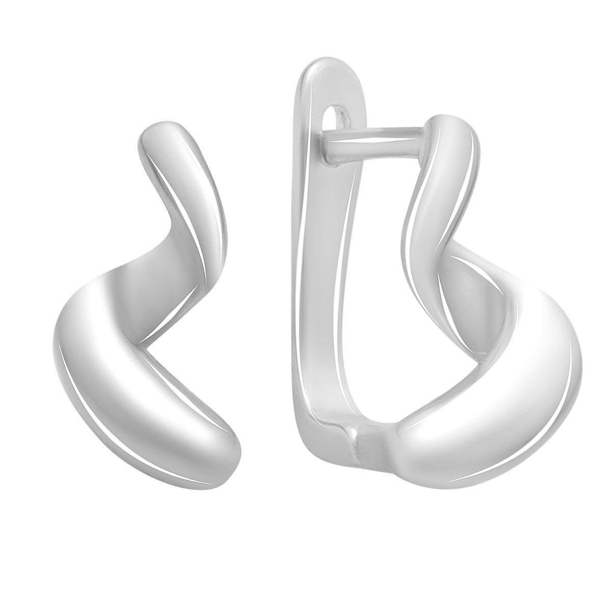 Серьги серебряные с плавными волнообразными линиями Серьги серебряные с плавными волнообразными линиями
