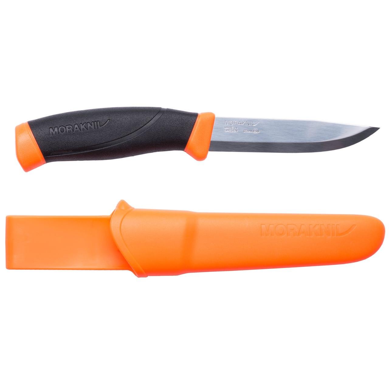 Нож туристический Morakniv Companion Orange с чехлом 56-58 HRC нержавеющая сталь Sandvik 12C27 104 мм Черный с оранжевым (2656659892)