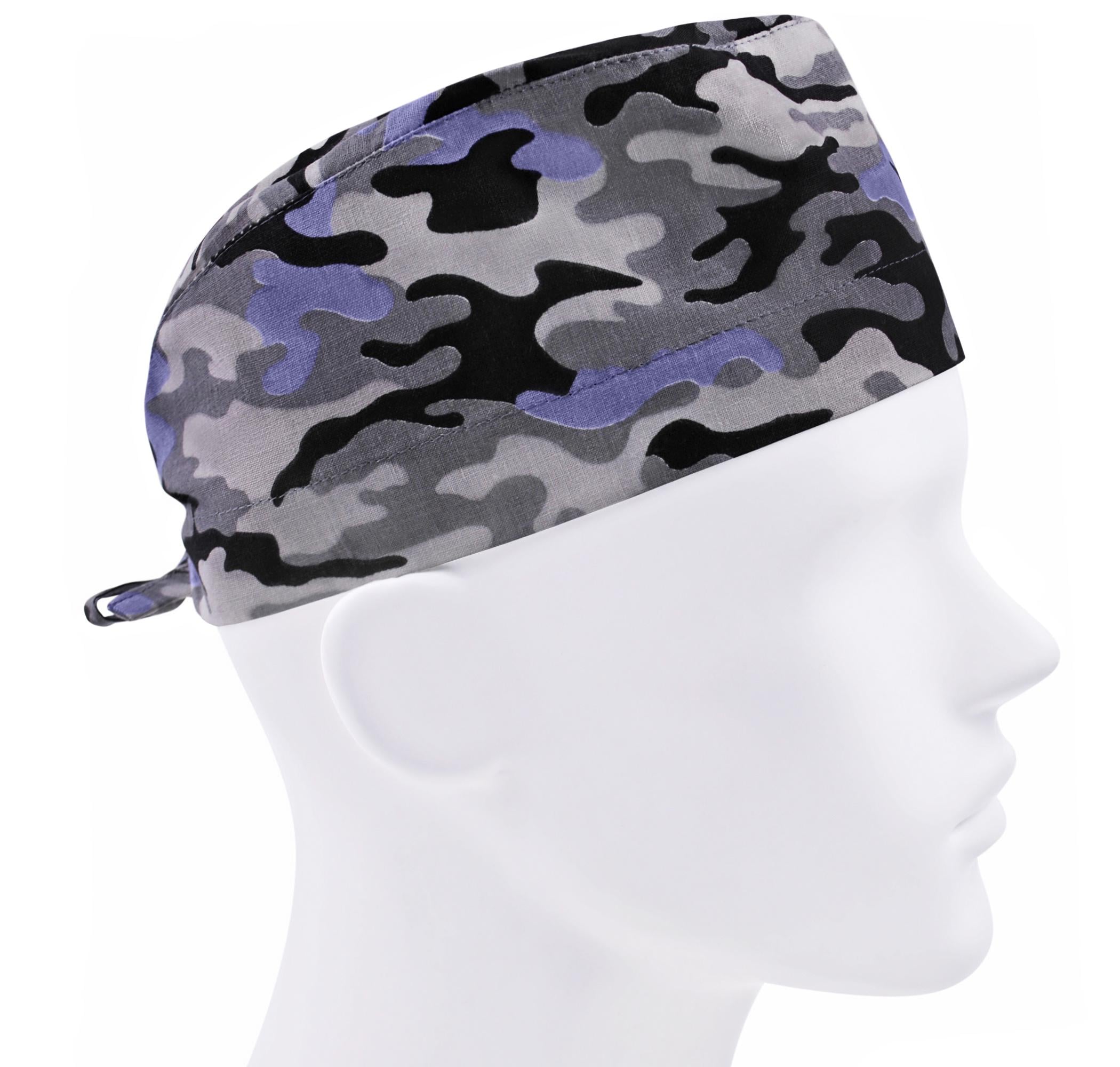 Шапочка медицинская мужская FloralScrubs Камуфляж синий универсальная (М057)