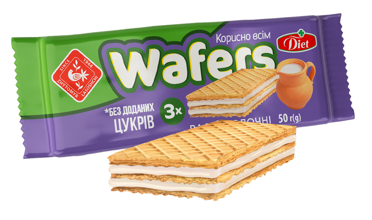 Вафлі з начинкою Wafers Diet Молочні 50 г(214319)