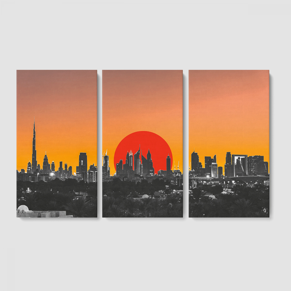 Картина модульная Malevich Store City Sunset из трех частей 96x60 см (MK311622)