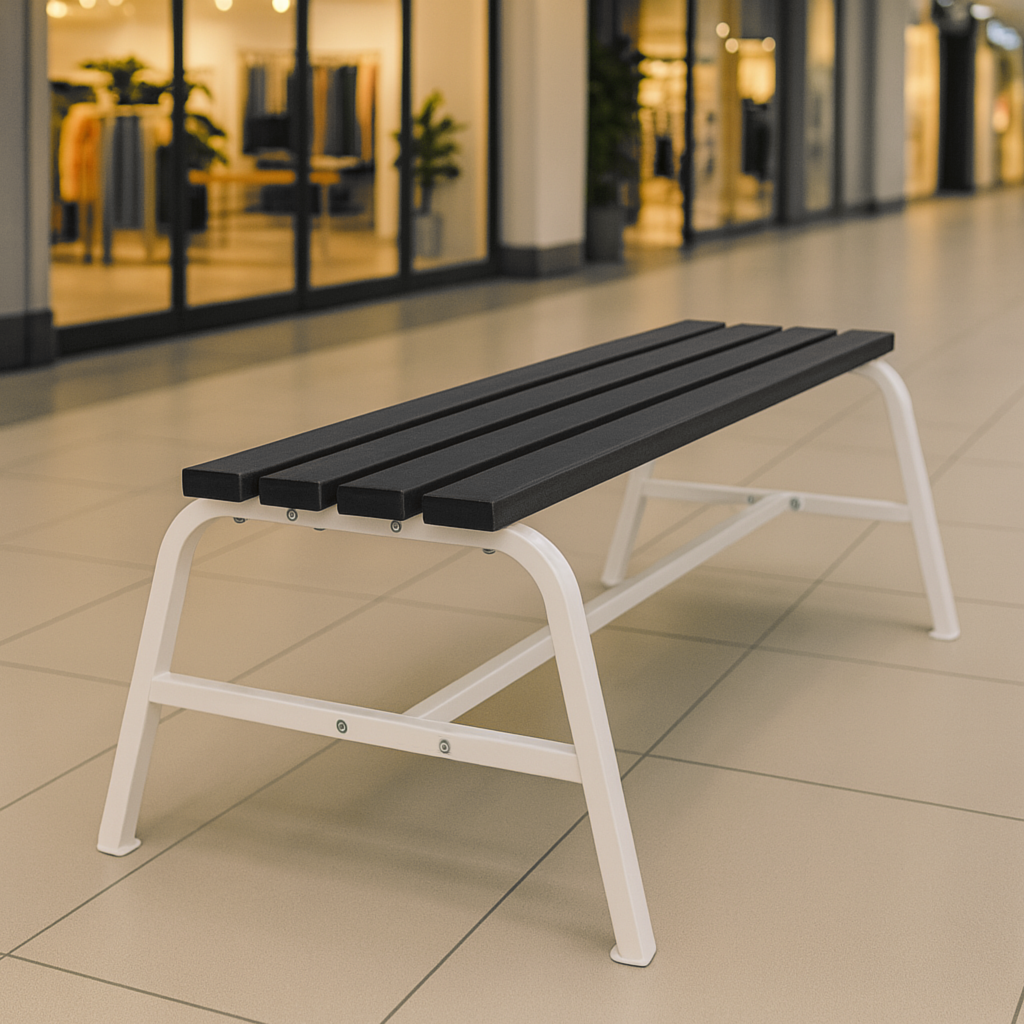 Скамейка садовая ТЕБИ ШО без спинки для дачи/парка 1503х450х650 мм Графитово-Белый