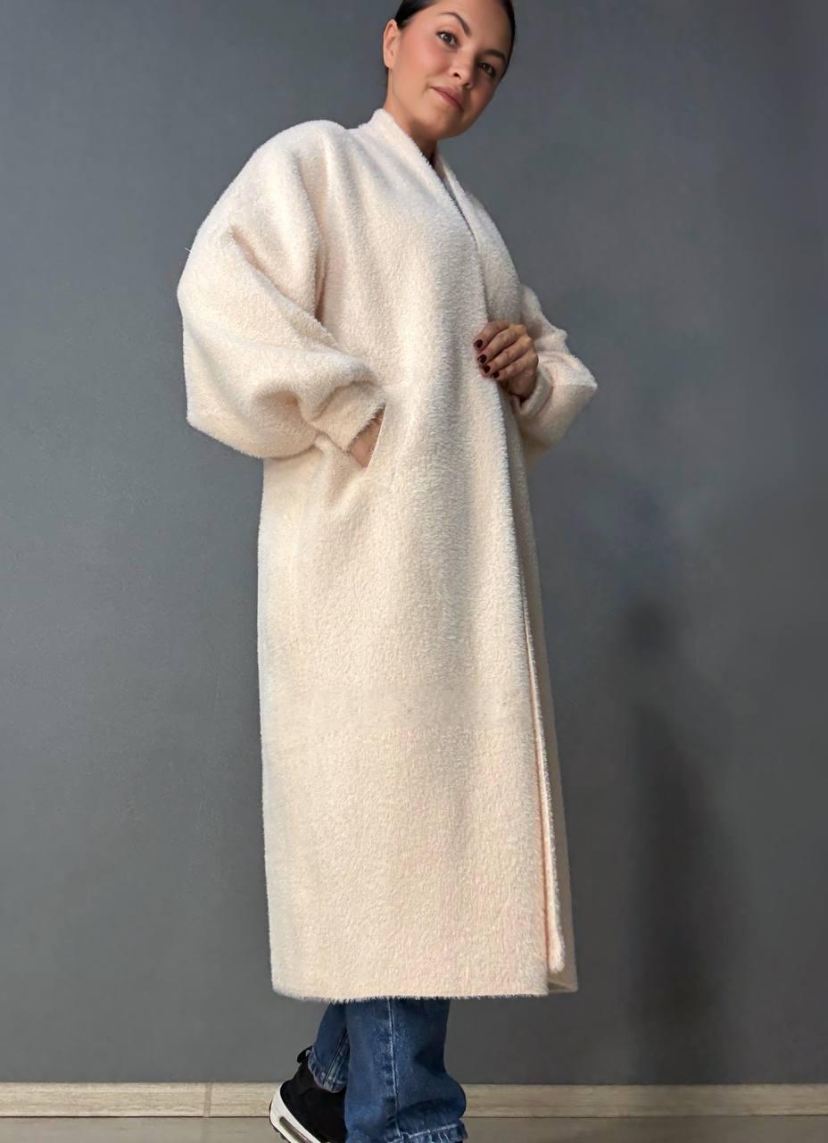 Кардиган жіночий Fancy Matinee 30740 ангора довгий з кишенями OS Молочний (4872) - фото 5