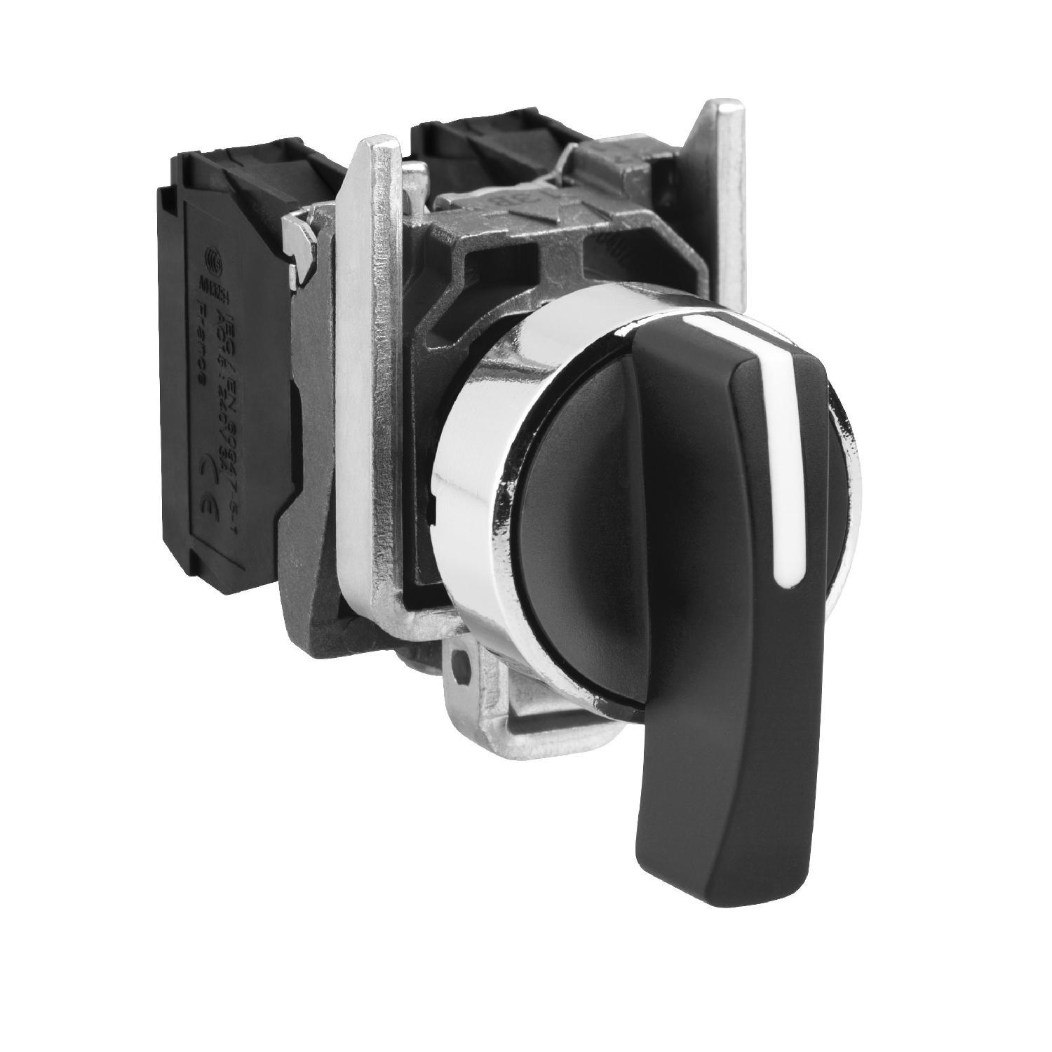 Переключатель Schneider Electric Harmony XB4 IO-II 2NO 22 мм без подсветки черный 3 положения (XB4BJ53)