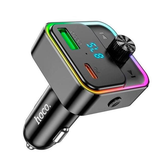 FM-модулятор Hoco E81 с Bluetooth 5.0 зарядное устройство USB Type-C Черный (36047) - фото 2